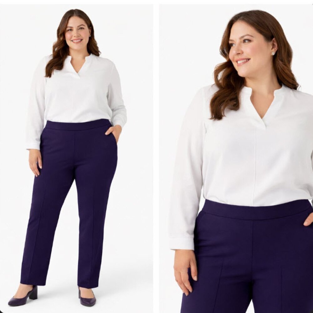 Northern Reflections Purple Basic Comfort Ponte Pant 18​​​​​